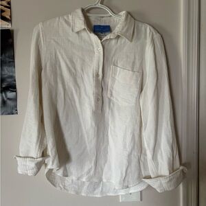 Alice Walk White Button Up Shirt Classic Cotton Blouse Long Sleeve